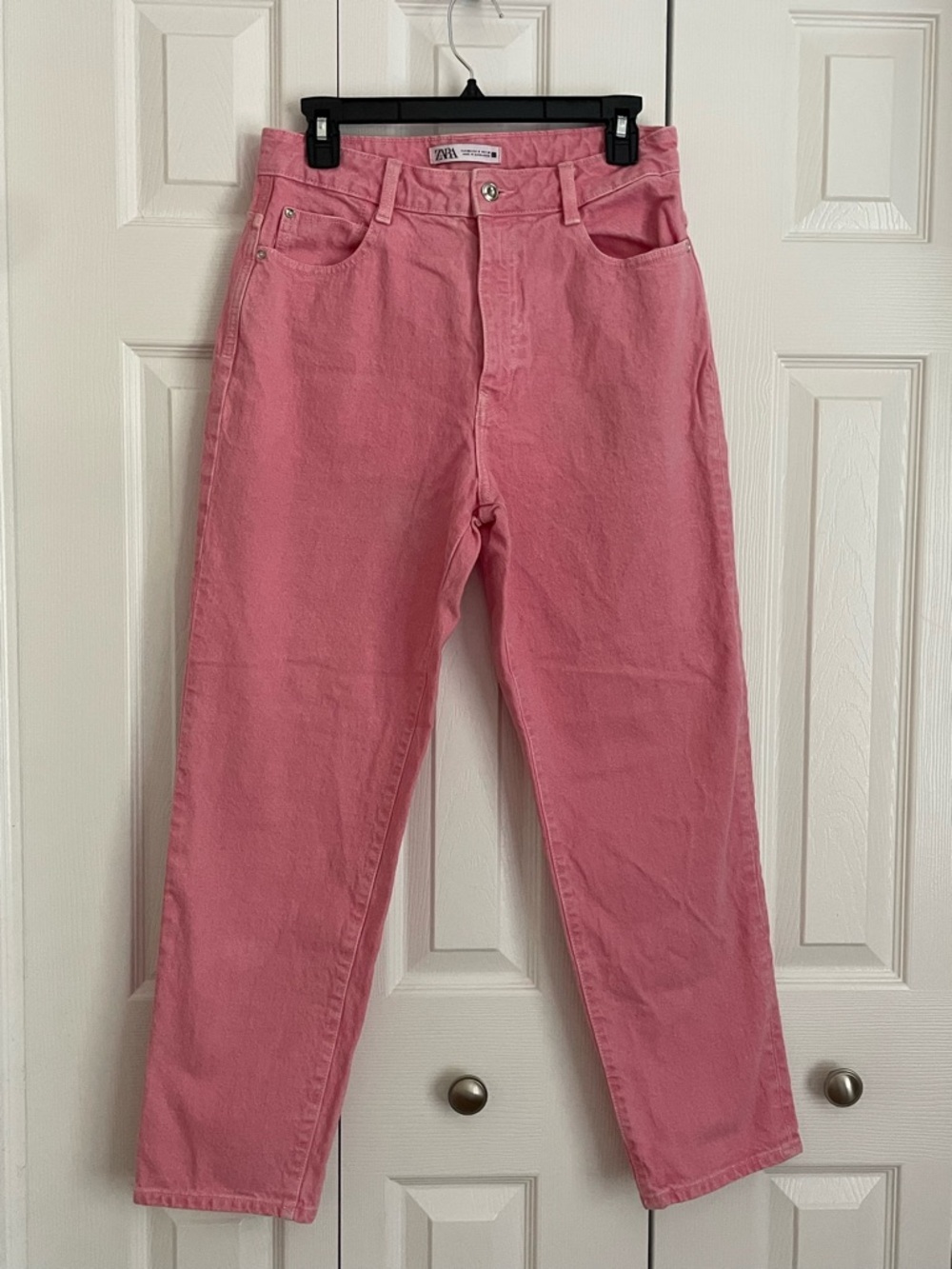 Zara Rose Pink High-Rise Straight Jeans